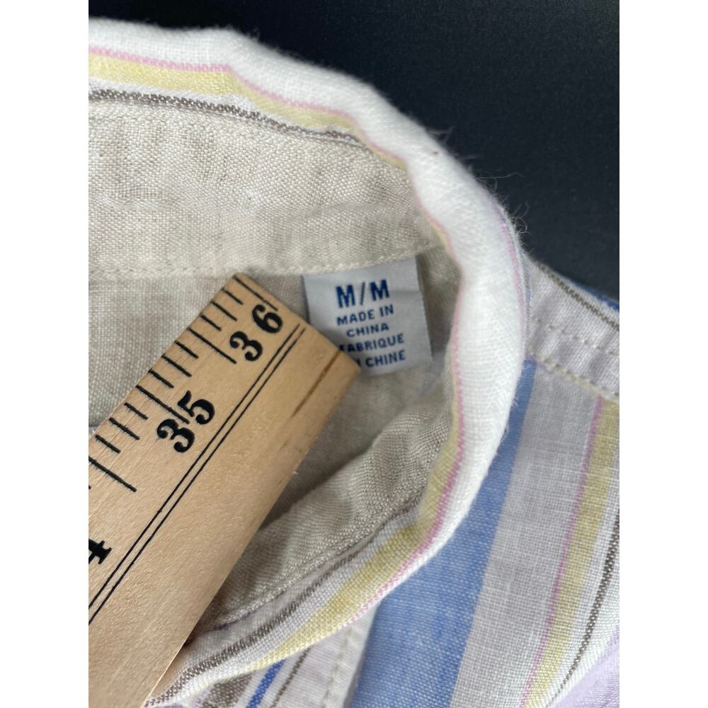Tommy Bahama 100% Linen Button Up Shirt Men’s M Purple/Blue Candy Stripe Lng Slv - Picture 6 of 10